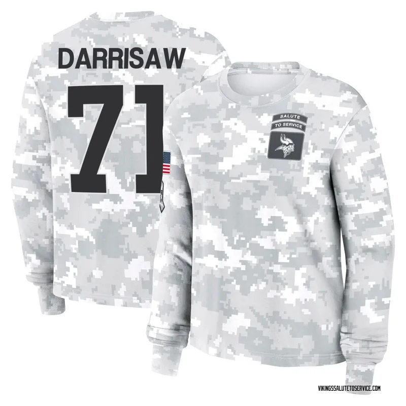 Women's Christian Darrisaw Minnesota Vikings Camo Arctic 2024 Salute to Service Long Sleeve T-Shirt