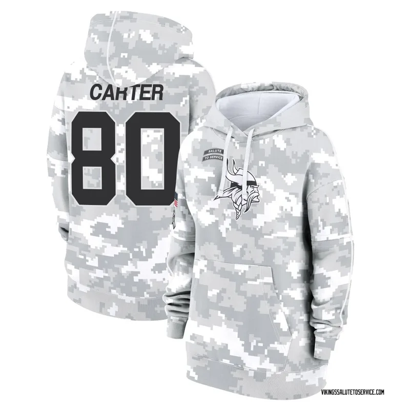Women's Cris Carter Minnesota Vikings Camo Arctic 2024 Salute to Service Club Fleece Pullover Hoodie
