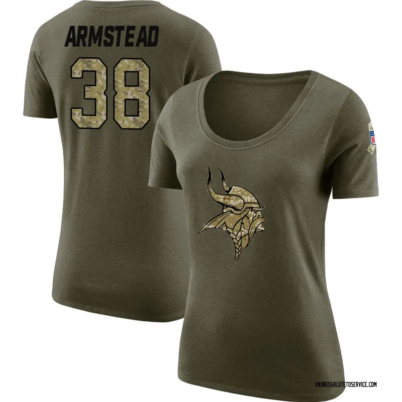 Women's Da'Veawn Armstead Minnesota Vikings Legend Olive Salute to Service Scoop Neck T-Shirt