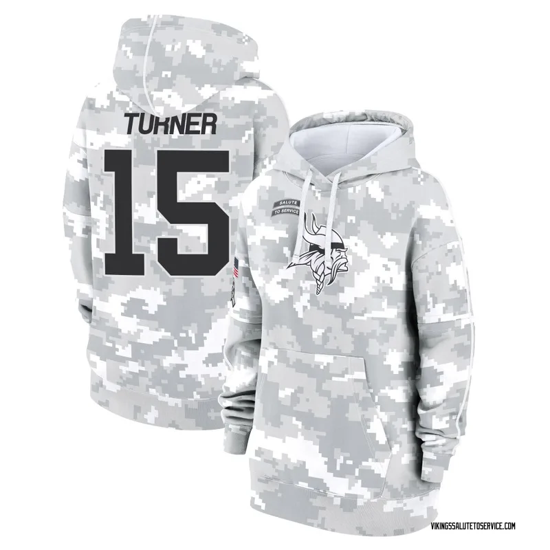 Women's Dallas Turner Minnesota Vikings Camo Arctic 2024 Salute to Service Club Fleece Pullover Hoodie