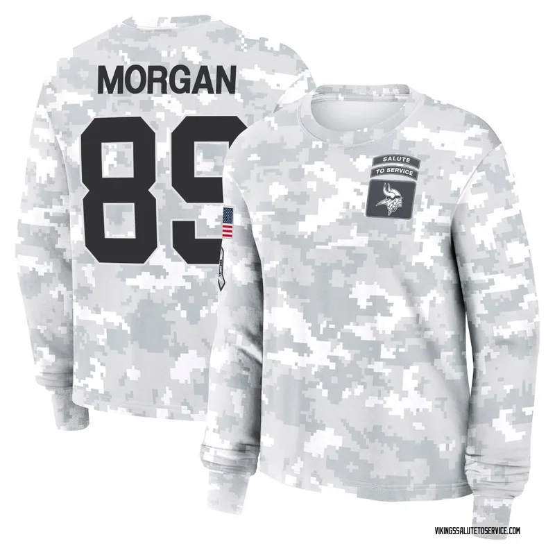 Women's David Morgan Minnesota Vikings Camo Arctic 2024 Salute to Service Long Sleeve T-Shirt