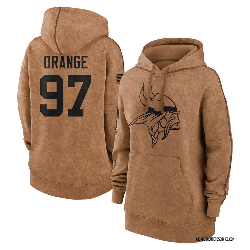 Women's Domonique Orange Minnesota Vikings Brown 2023 Salute To Service Pullover Hoodie