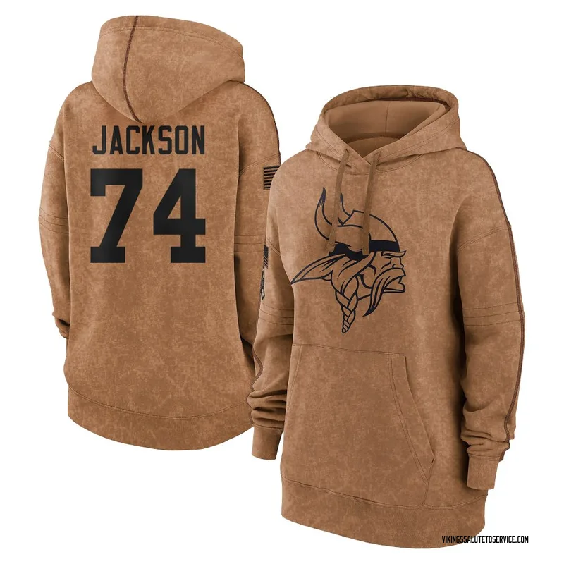 Women's Donovan Jackson Minnesota Vikings Brown 2023 Salute To Service Pullover Hoodie