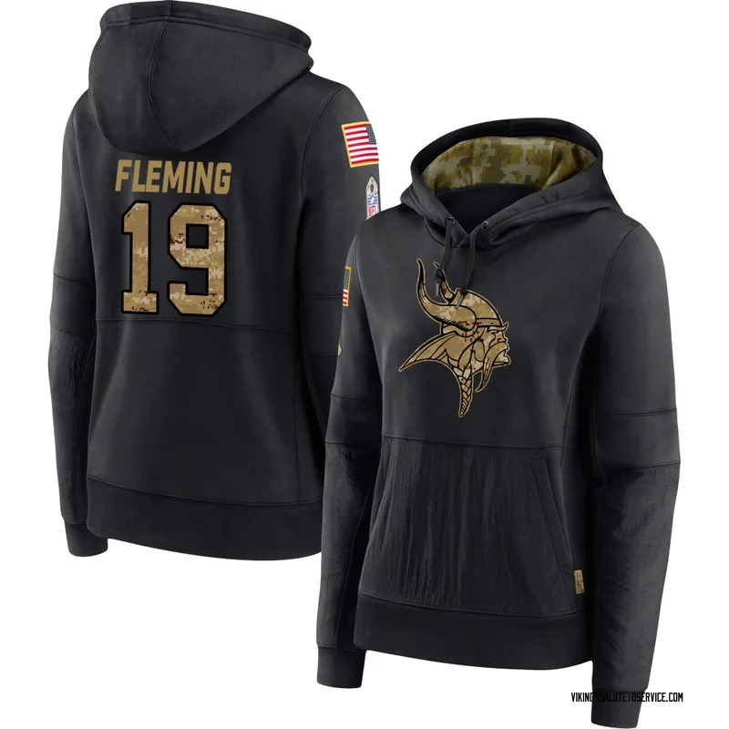 Women's Dontae Fleming Minnesota Vikings Black 2020 Salute to Service Sideline Performance Pullover Hoodie