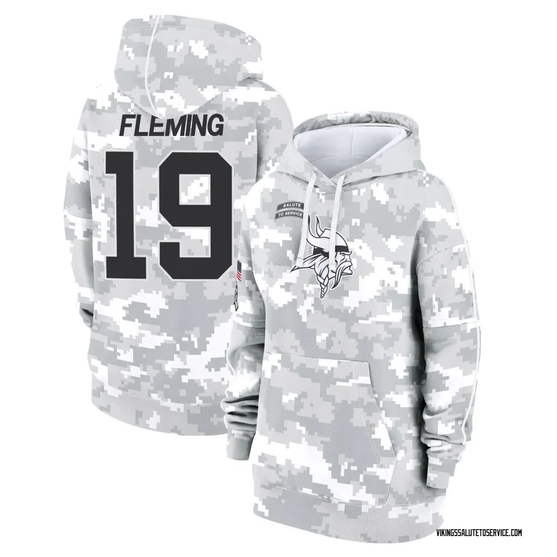 Women's Dontae Fleming Minnesota Vikings Camo Arctic 2024 Salute to Service Club Fleece Pullover Hoodie