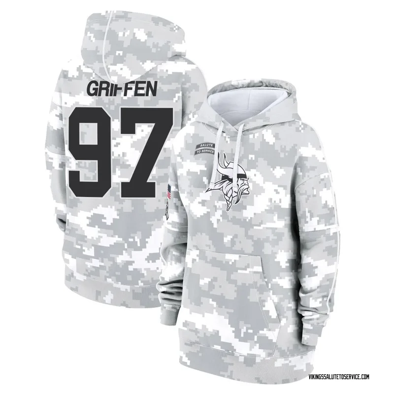 Women's Everson Griffen Minnesota Vikings Camo Arctic 2024 Salute to Service Club Fleece Pullover Hoodie