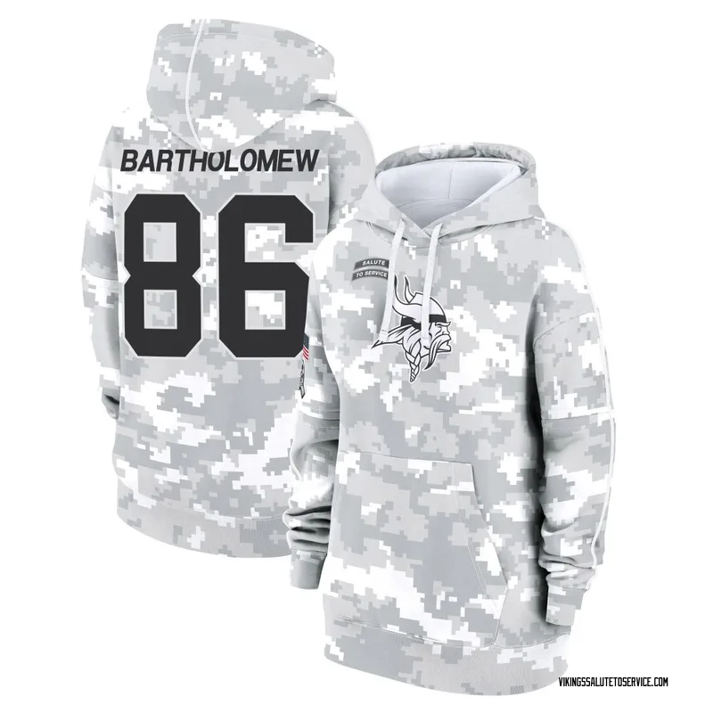 Women's Gavin Bartholomew Minnesota Vikings Camo Arctic 2024 Salute to Service Club Fleece Pullover Hoodie