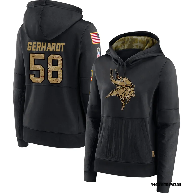 Women's Gavin Gerhardt Minnesota Vikings Black 2020 Salute to Service Sideline Performance Pullover Hoodie