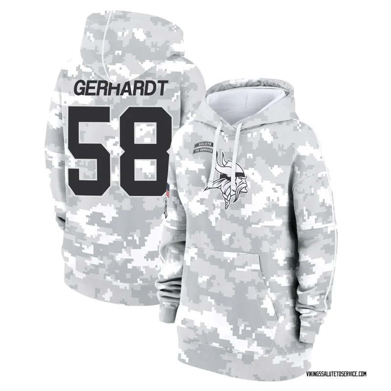 Women's Gavin Gerhardt Minnesota Vikings Camo Arctic 2024 Salute to Service Club Fleece Pullover Hoodie