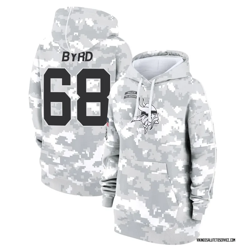 Women's Henry Byrd Minnesota Vikings Camo Arctic 2024 Salute to Service Club Fleece Pullover Hoodie