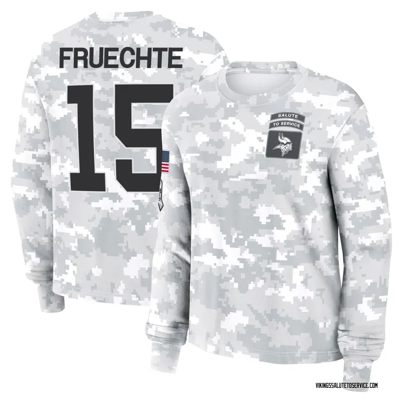 Women's Isaac Fruechte Minnesota Vikings Camo Arctic 2024 Salute to Service Long Sleeve T-Shirt
