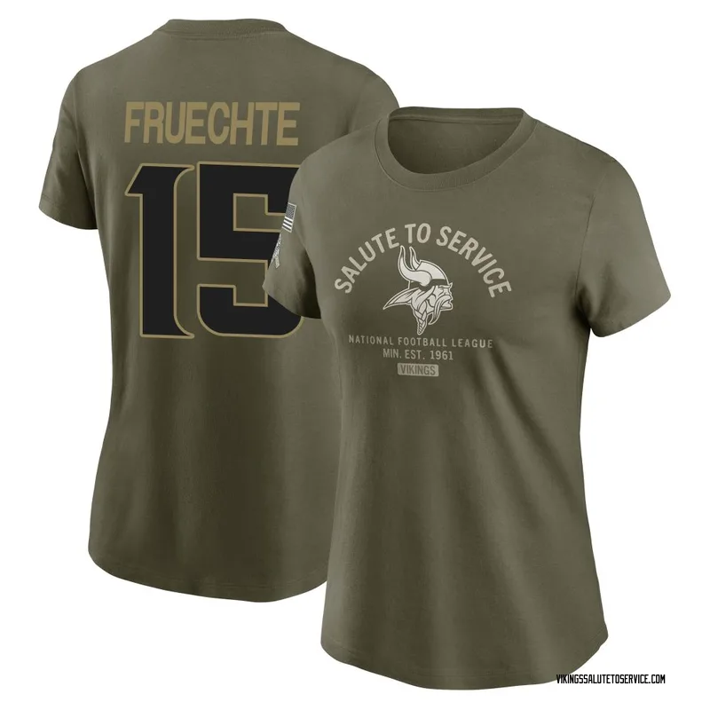 Women's Isaac Fruechte Minnesota Vikings Olive 2025 Salute to Service Sideline T-Shirt