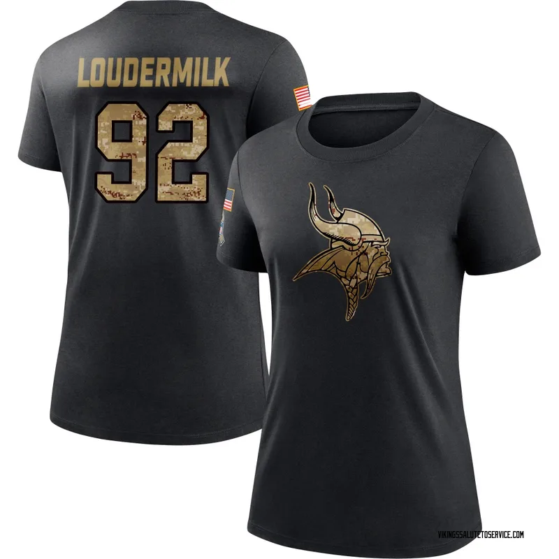 Women's Isaiahh Loudermilk Minnesota Vikings Black 2020 Salute To Service Performance T-Shirt