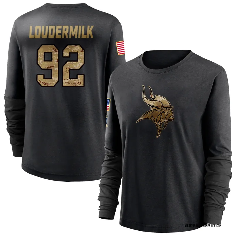 Women's Isaiahh Loudermilk Minnesota Vikings Black 2020 Salute To Service Sideline Performance Long Sleeve T-Shirt