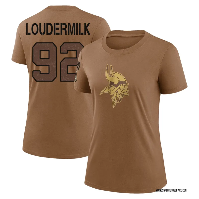 Women's Isaiahh Loudermilk Minnesota Vikings Legend Brown 2023 Salute To Service Performance T-Shirt