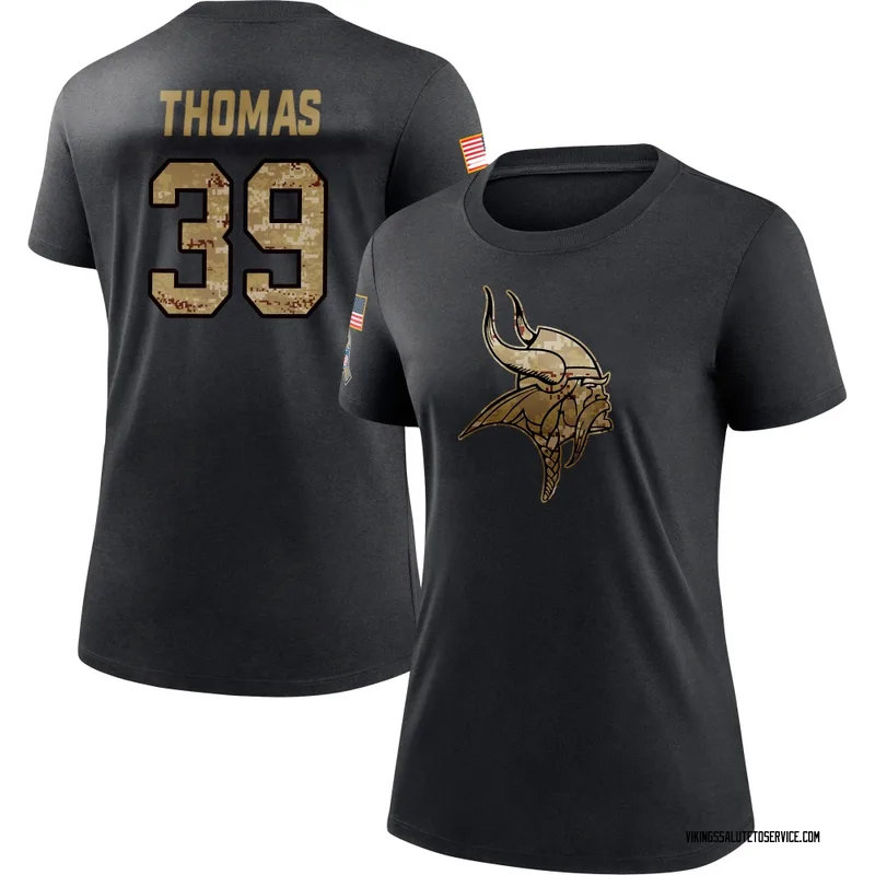 Women's Jacob Thomas Minnesota Vikings Black 2020 Salute To Service Performance T-Shirt
