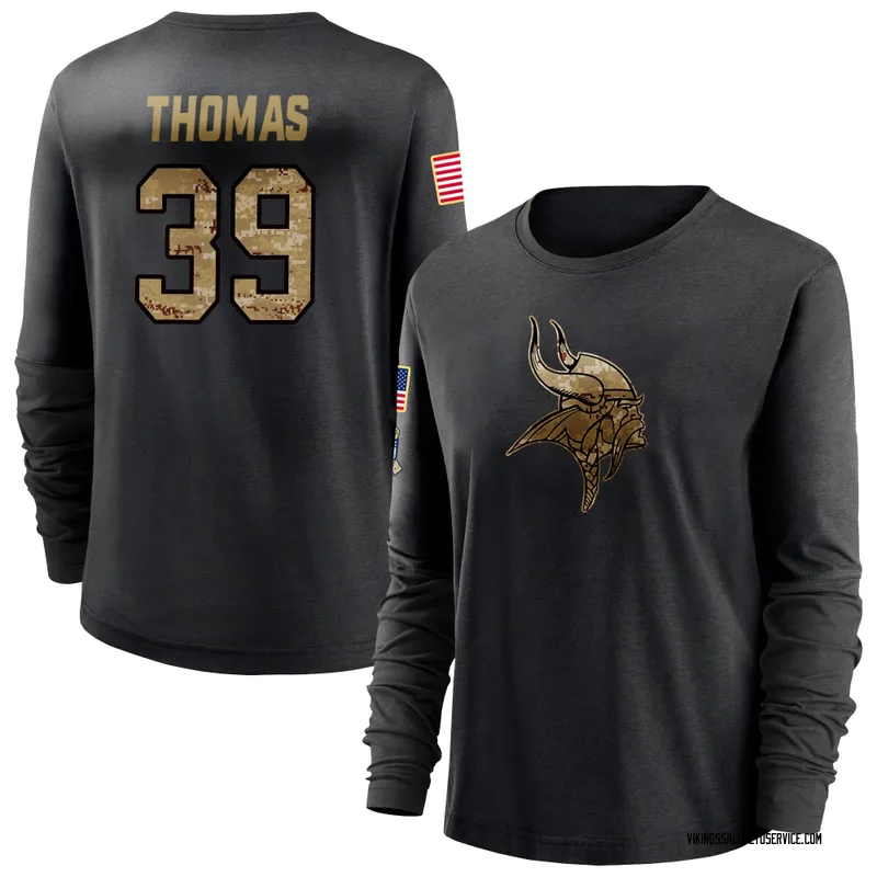 Women's Jacob Thomas Minnesota Vikings Black 2020 Salute To Service Sideline Performance Long Sleeve T-Shirt