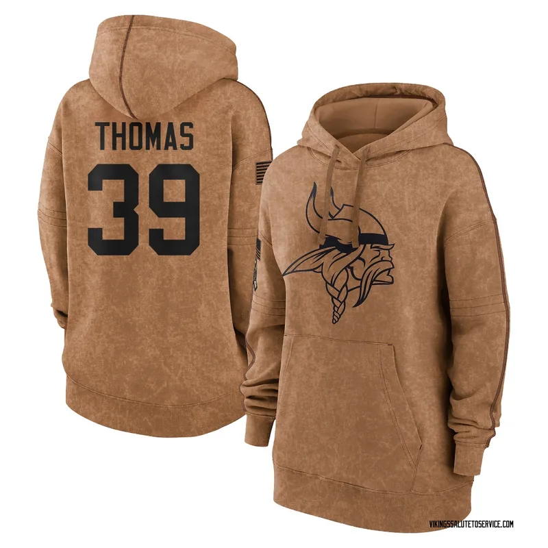 Women's Jacob Thomas Minnesota Vikings Brown 2023 Salute To Service Pullover Hoodie