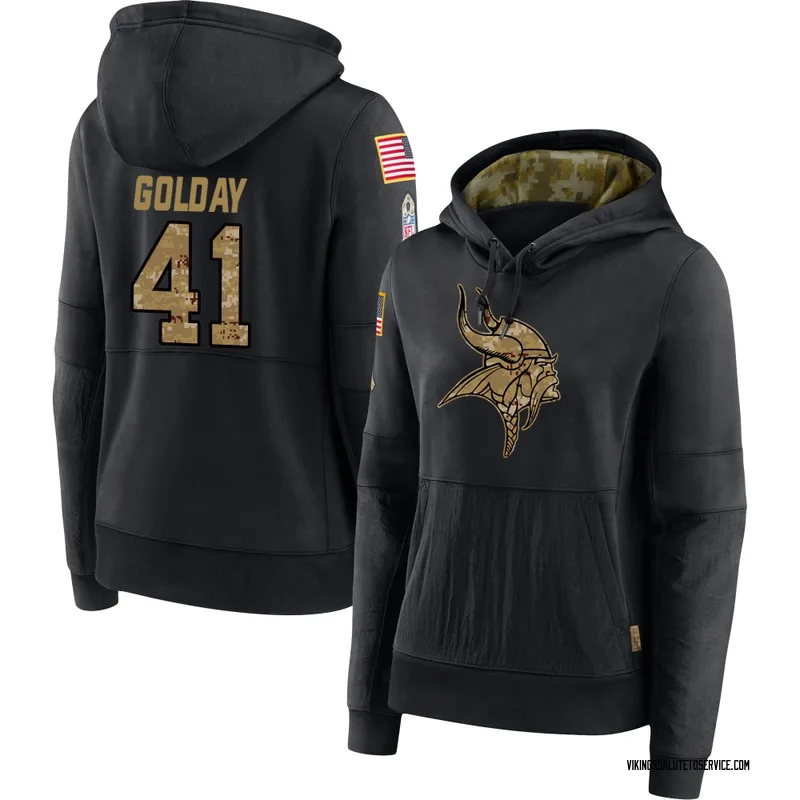 Women's Jake Golday Minnesota Vikings Black 2020 Salute to Service Sideline Performance Pullover Hoodie