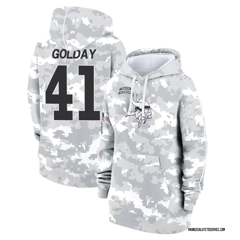 Women's Jake Golday Minnesota Vikings Camo Arctic 2024 Salute to Service Club Fleece Pullover Hoodie