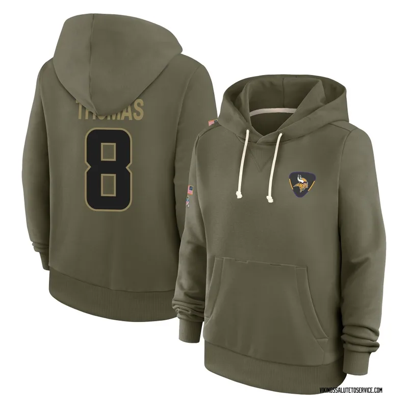 Women's Jakobe Thomas Minnesota Vikings Olive 2025 Salute to Service Hoodie