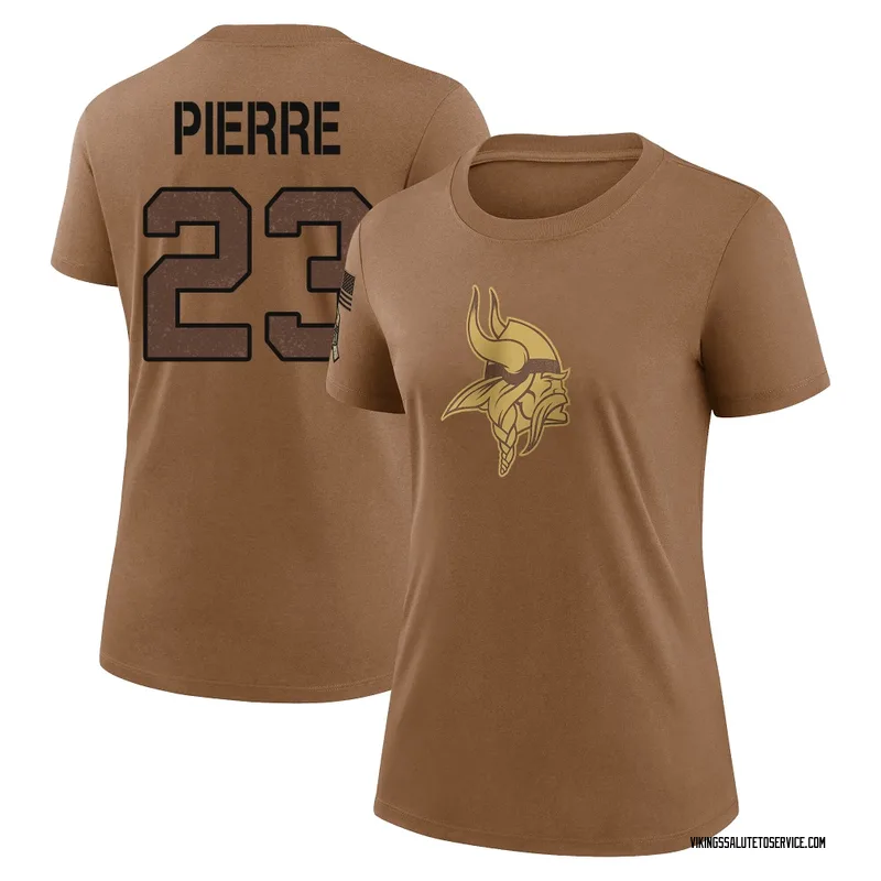 Women's James Pierre Minnesota Vikings Legend Brown 2023 Salute To Service Performance T-Shirt