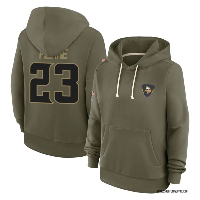 Women's James Pierre Minnesota Vikings Olive 2025 Salute to Service Hoodie
