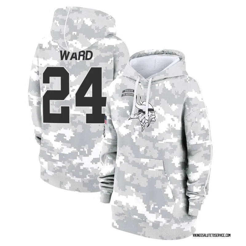 Women's Jay Ward Minnesota Vikings Camo Arctic 2024 Salute to Service Club Fleece Pullover Hoodie