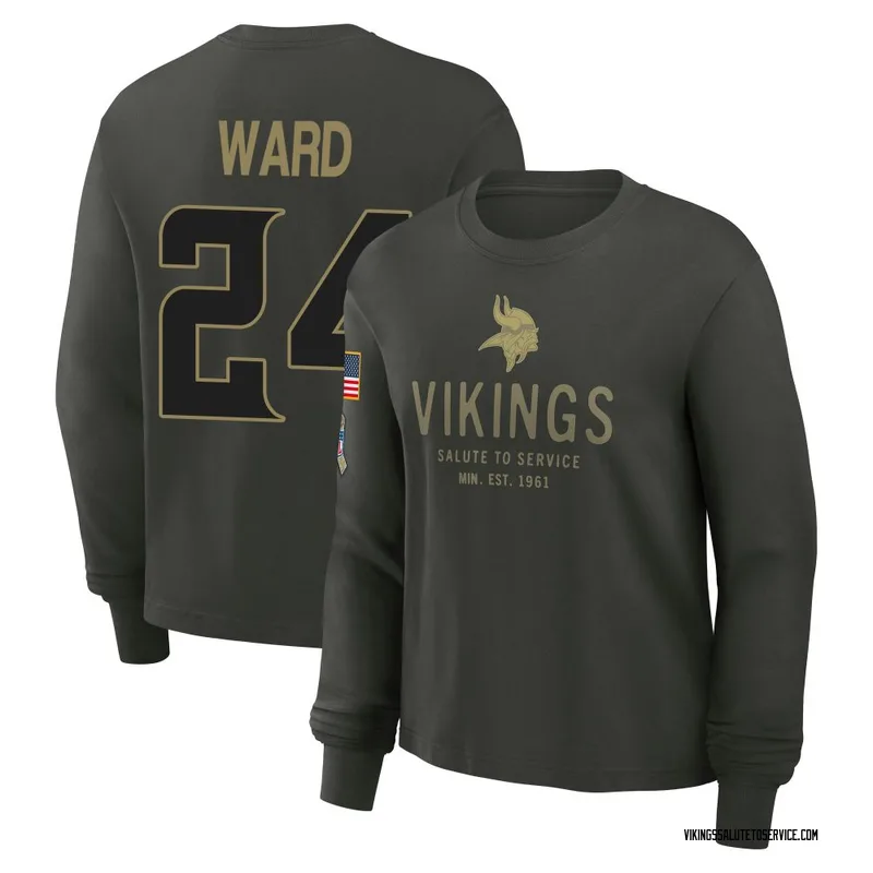 Women's Jay Ward Minnesota Vikings Green Dark/ 2025 Salute to Service Sideline Long Sleeve T-Shirt