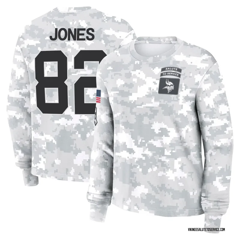 Women's Jeshaun Jones Minnesota Vikings Camo Arctic 2024 Salute to Service Long Sleeve T-Shirt