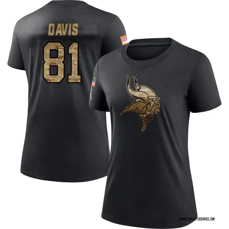 Women's Joaquin Davis Minnesota Vikings Black 2020 Salute To Service Performance T-Shirt