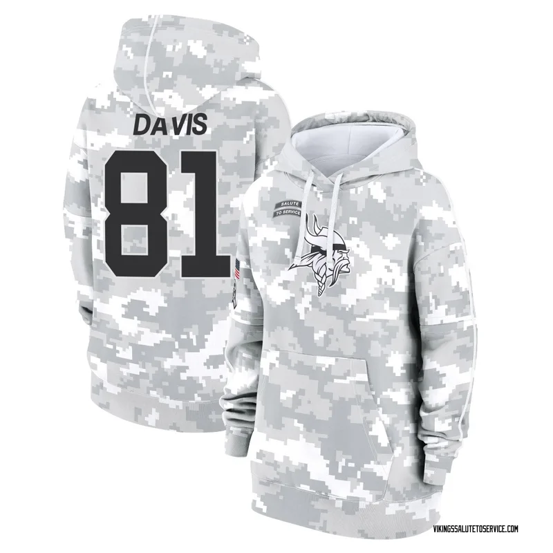 Women's Joaquin Davis Minnesota Vikings Camo Arctic 2024 Salute to Service Club Fleece Pullover Hoodie