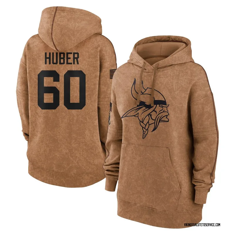 Women's Joe Huber Minnesota Vikings Brown 2023 Salute To Service Pullover Hoodie