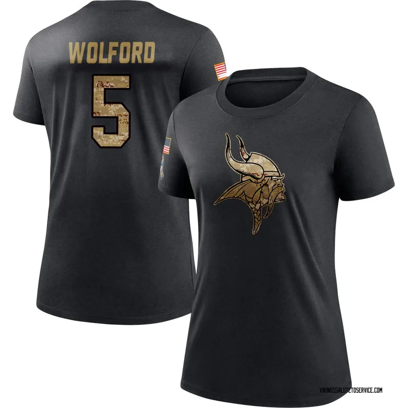 Women's John Wolford Minnesota Vikings Black 2020 Salute To Service Performance T-Shirt