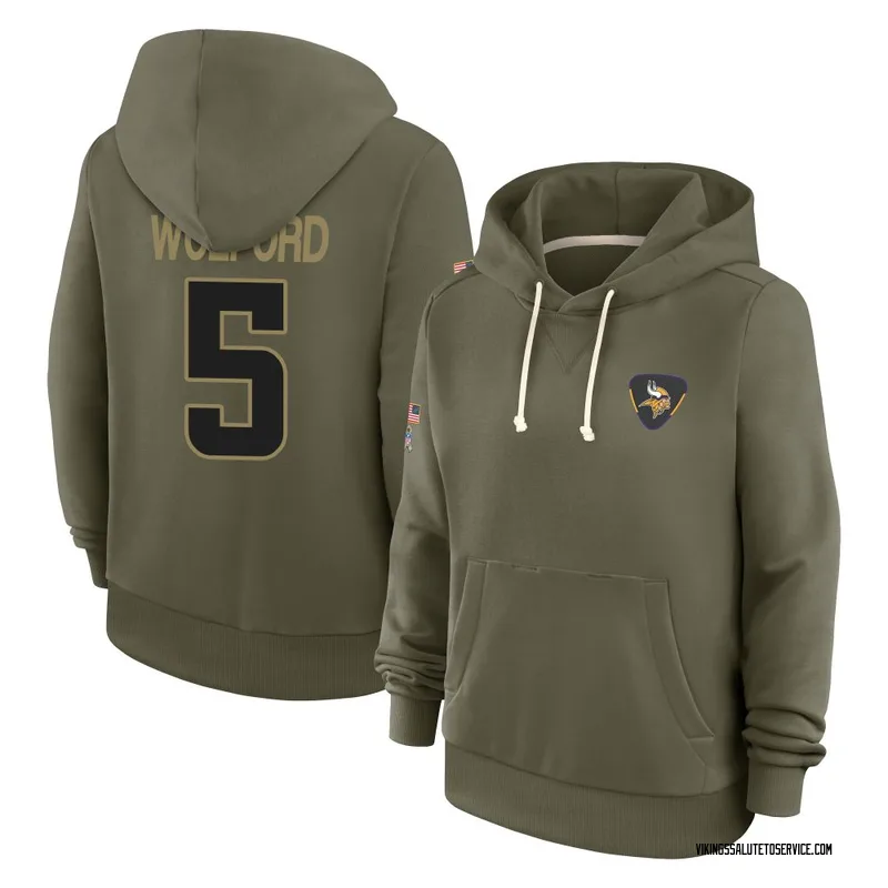 Women's John Wolford Minnesota Vikings Olive 2025 Salute to Service Hoodie