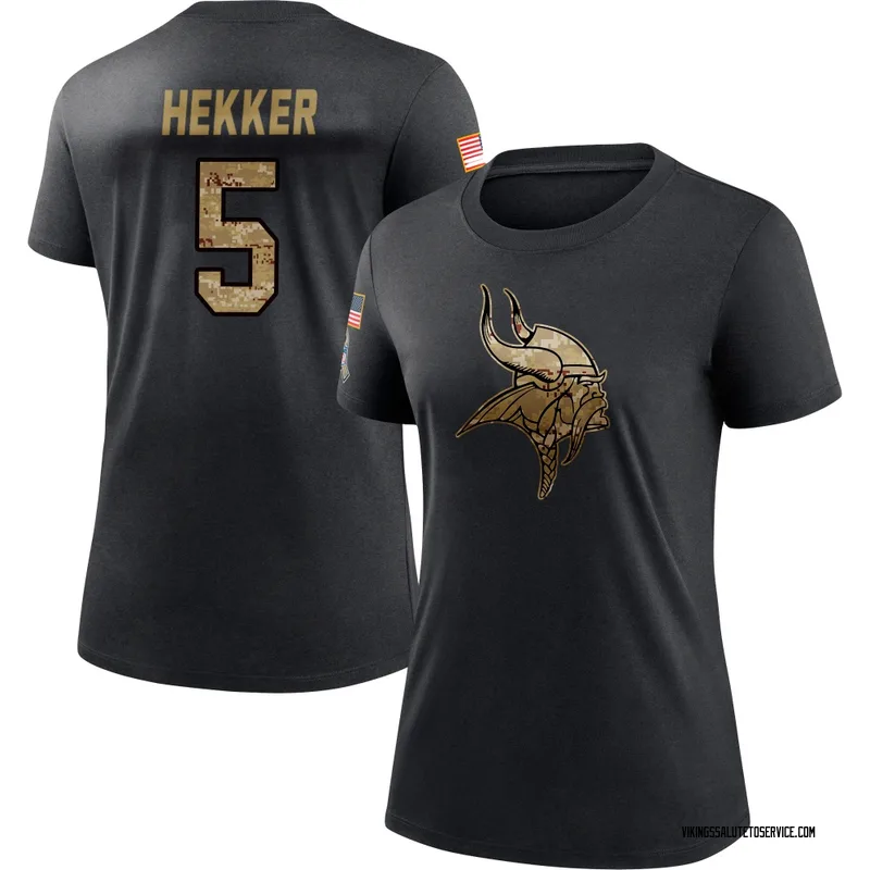 Women's Johnny Hekker Minnesota Vikings Black 2020 Salute To Service Performance T-Shirt