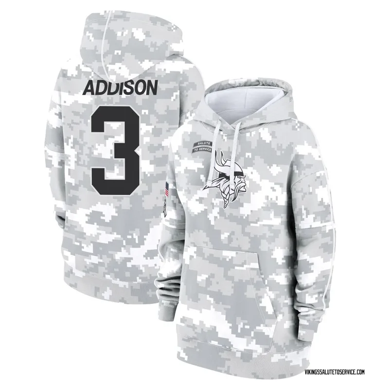 Women's Jordan Addison Minnesota Vikings Camo Arctic 2024 Salute to Service Club Fleece Pullover Hoodie