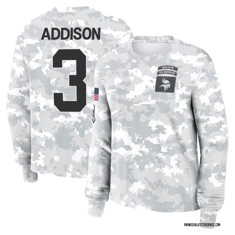 Women's Jordan Addison Minnesota Vikings Camo Arctic 2024 Salute to Service Long Sleeve T-Shirt