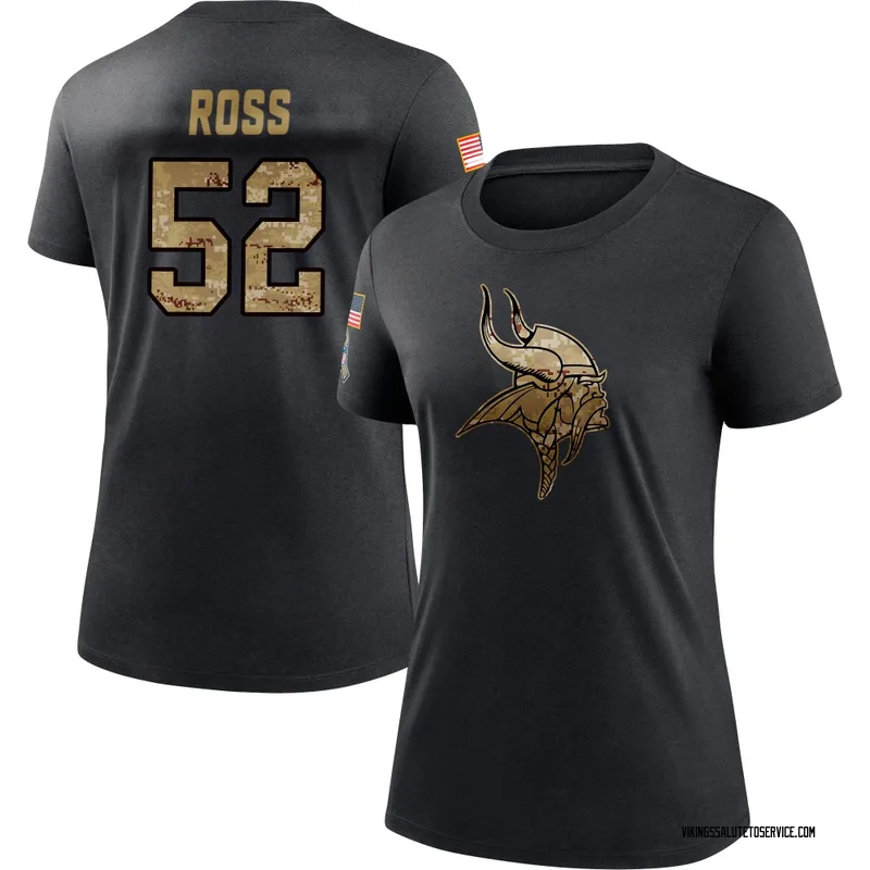 Women's Josh Ross Minnesota Vikings Black 2020 Salute To Service Performance T-Shirt