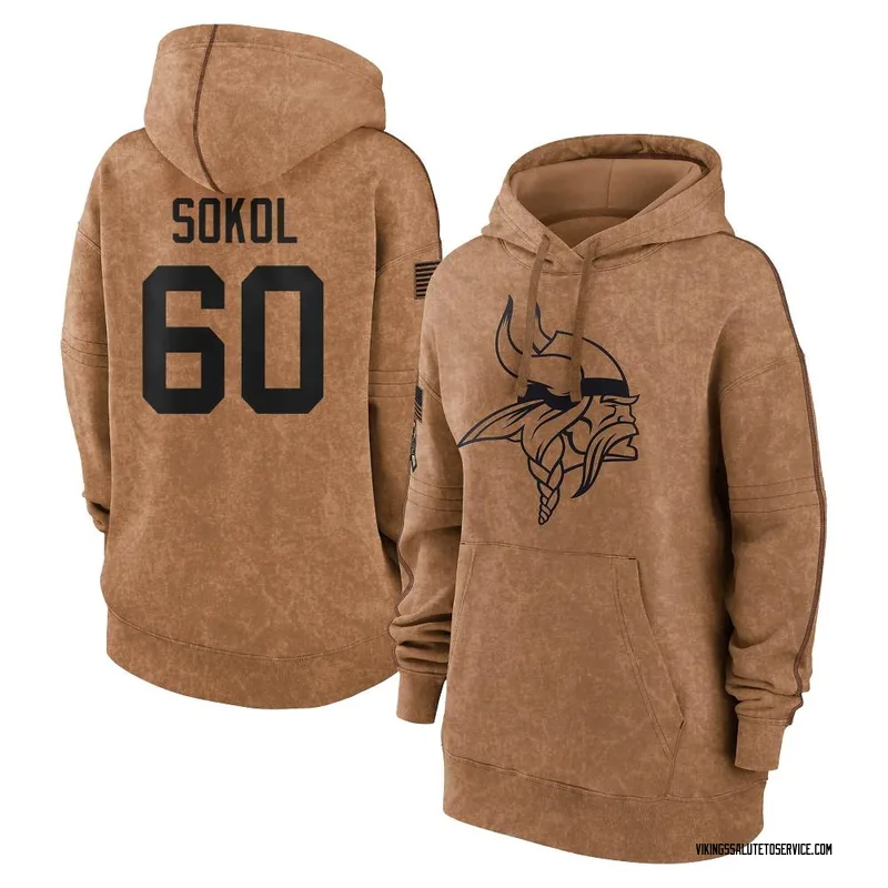 Women's Josh Sokol Minnesota Vikings Brown 2023 Salute To Service Pullover Hoodie
