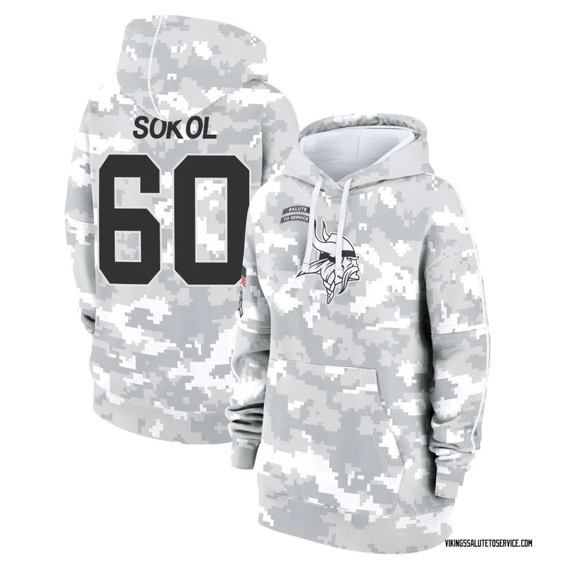 Women's Josh Sokol Minnesota Vikings Camo Arctic 2024 Salute to Service Club Fleece Pullover Hoodie