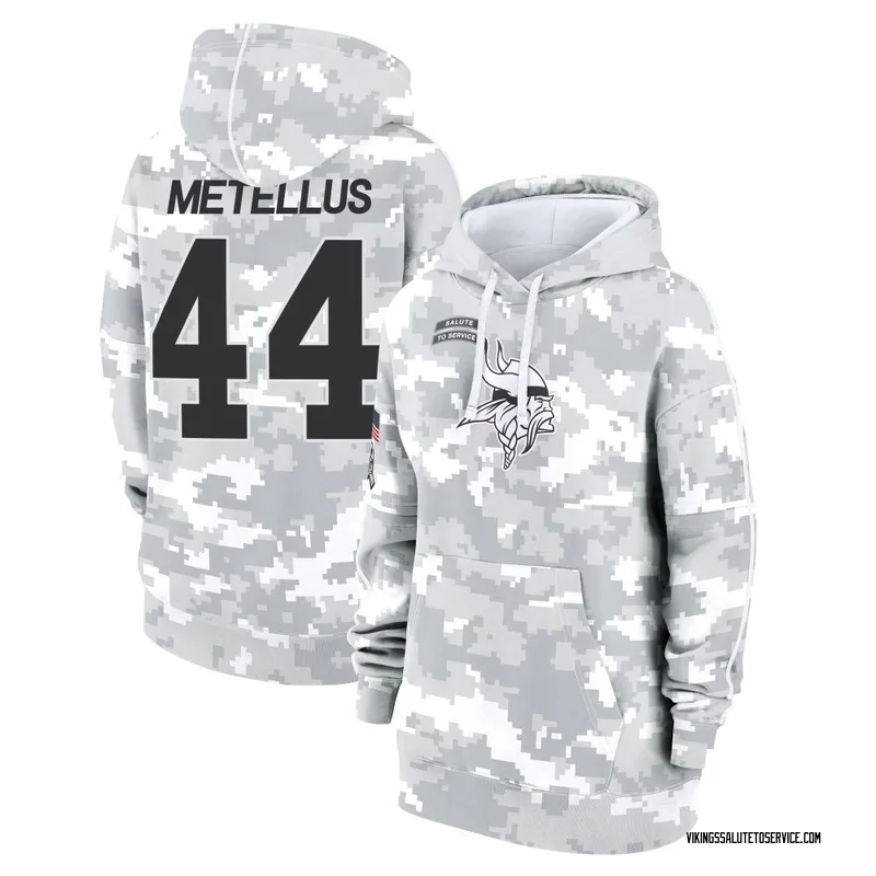 Women's Joshua Metellus Minnesota Vikings Camo Arctic 2024 Salute to Service Club Fleece Pullover Hoodie