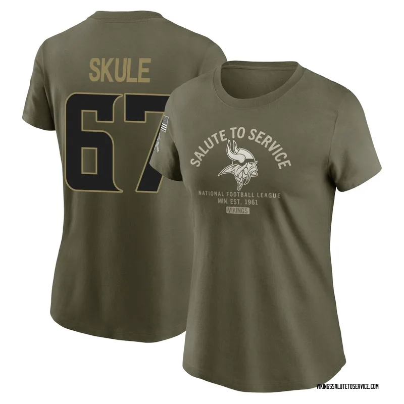 Women's Justin Skule Minnesota Vikings Olive 2025 Salute to Service Sideline T-Shirt