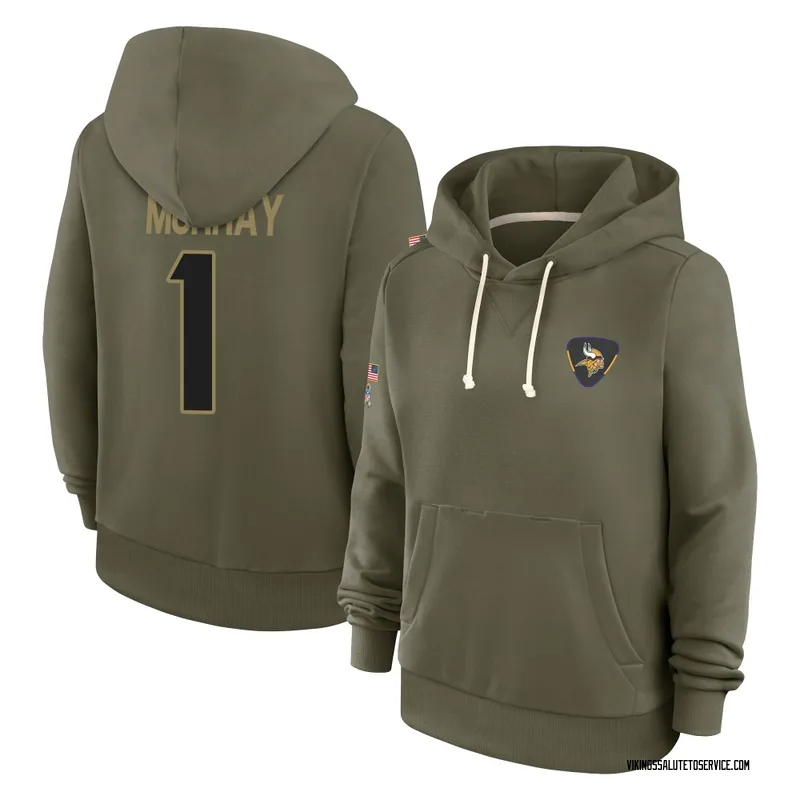 Women's Kyler Murray Minnesota Vikings Olive 2025 Salute to Service Hoodie
