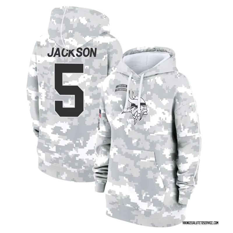 Women's Lucky Jackson Minnesota Vikings Camo Arctic 2024 Salute to Service Club Fleece Pullover Hoodie