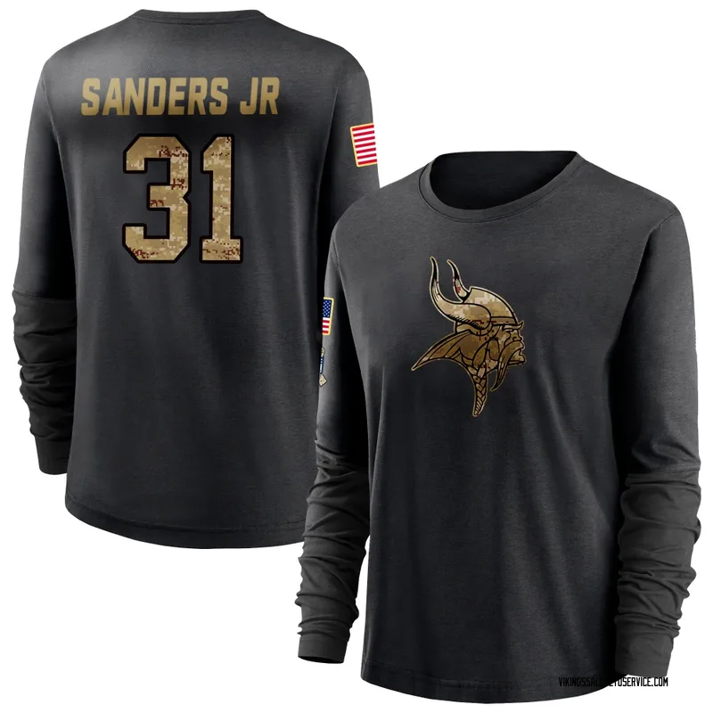 Women's Marcus Sanders Jr. Minnesota Vikings Black 2020 Salute To Service Sideline Performance Long Sleeve T-Shirt