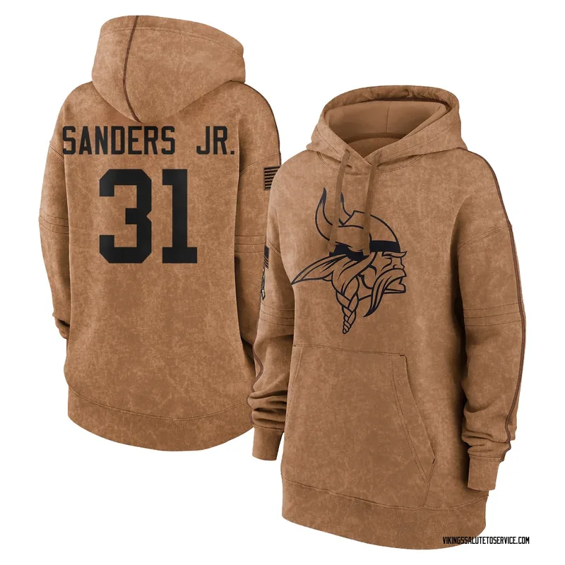 Women's Marcus Sanders Jr. Minnesota Vikings Brown 2023 Salute To Service Pullover Hoodie