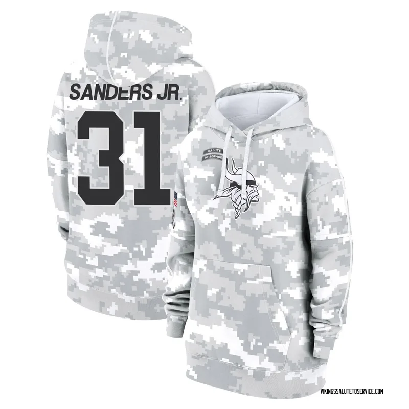 Women's Marcus Sanders Jr. Minnesota Vikings Camo Arctic 2024 Salute to Service Club Fleece Pullover Hoodie