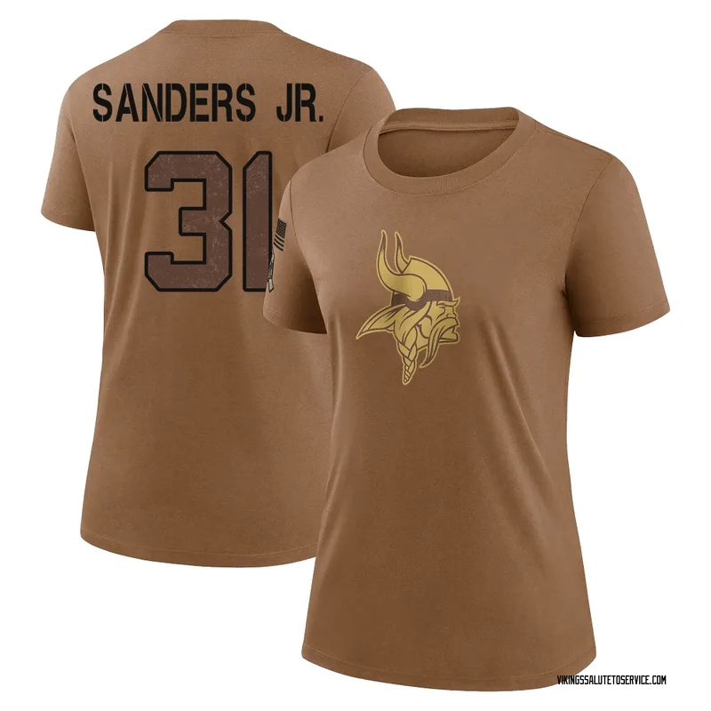 Women's Marcus Sanders Jr. Minnesota Vikings Legend Brown 2023 Salute To Service Performance T-Shirt