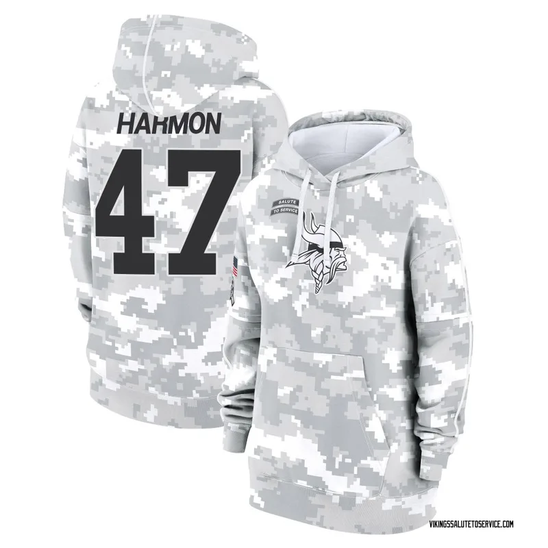 Women's Matt Harmon Minnesota Vikings Camo Arctic 2024 Salute to Service Club Fleece Pullover Hoodie